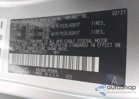 2021 Toyota Sienna Xle from USA, damaged, VIN 5TDYRKEC3MS026473